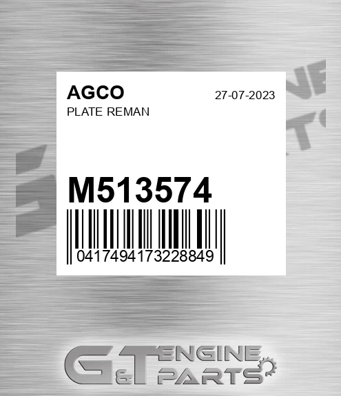 M513574 Plate Reman for AGCO