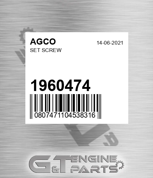 1960474 Set Screw for AGCO