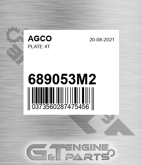 689053M2 Plate 4t for AGCO