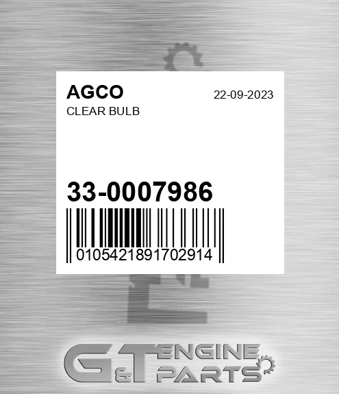 33-0007986 Clear Bulb for AGCO