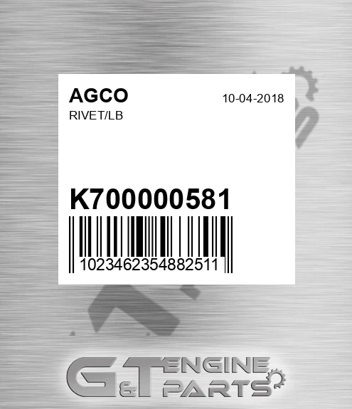 K700000581 Rivet/lb