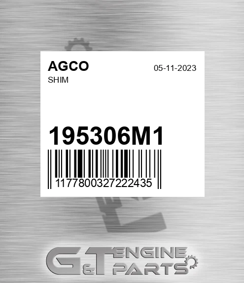 195306M1 Shim for AGCO