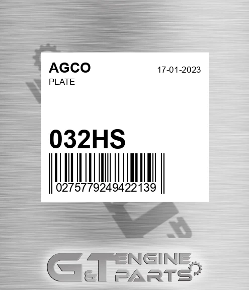 032HS AGCO Plate