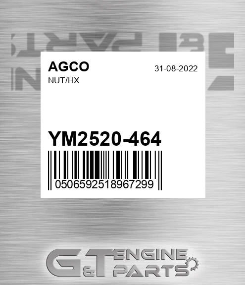 YM2520-464 Nut/hx for AGCO