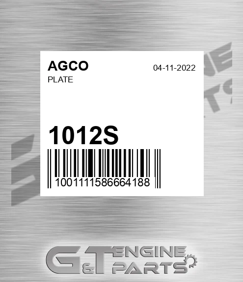 1012S AGCO Plate