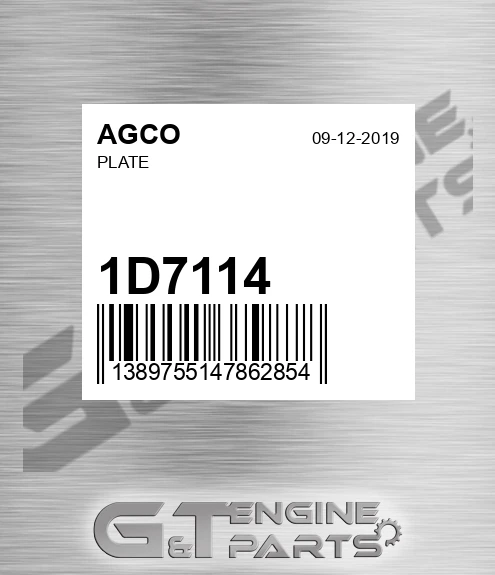 1D7114 AGCO Plate