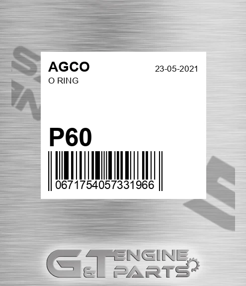 P60 O Ring for AGCO