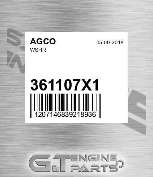 361107X1 Wshr for AGCO