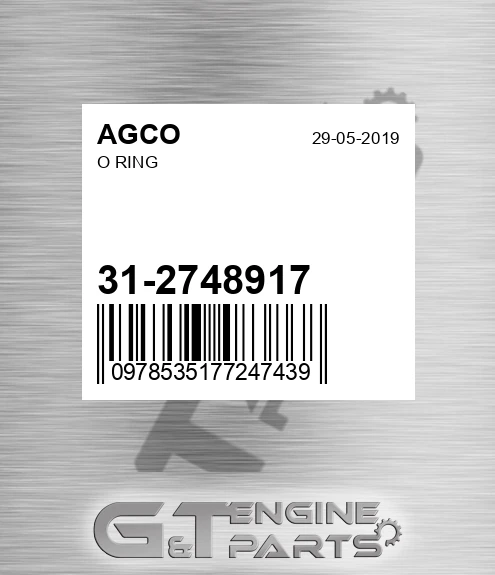 31-2748917 O Ring for AGCO