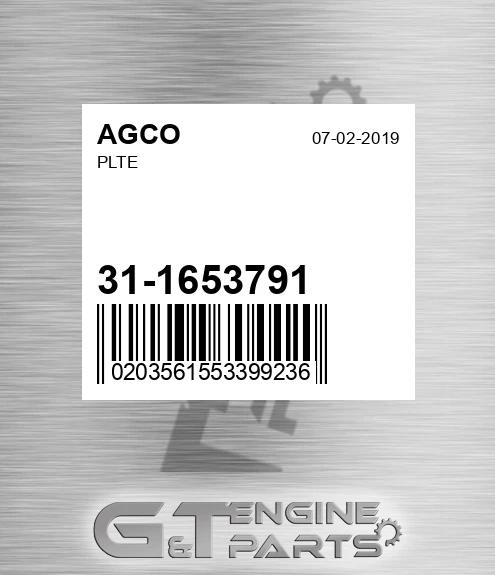 31-1653791 Plte for AGCO