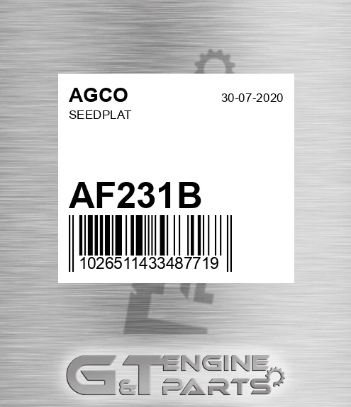 AF231B AGCO Seedplat