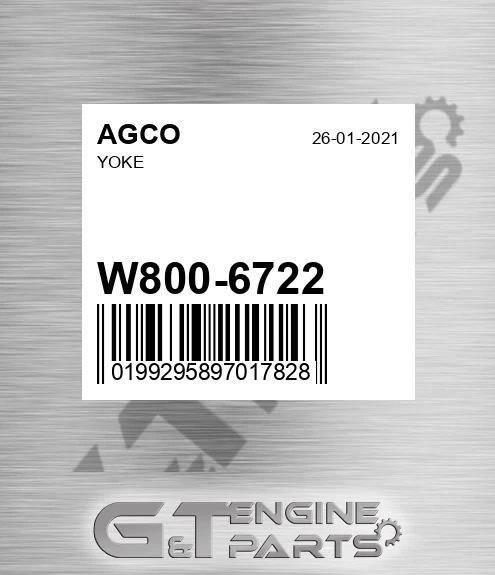 W800-6722 Yoke for AGCO