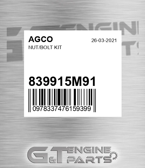 839915M91 Nut/bolt Kit for AGCO