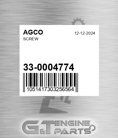 33-0004774 Screw for AGCO