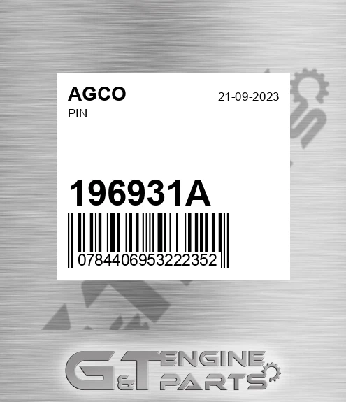 196931A Pin for AGCO