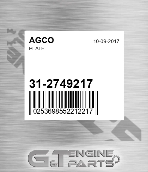 31-2749217 Plate for AGCO