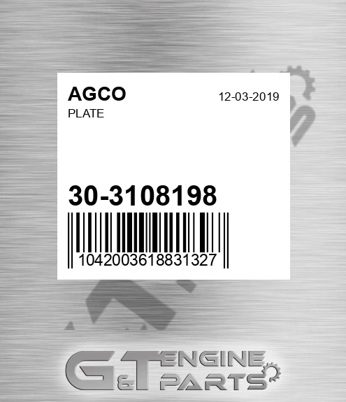 30-3108198 Plate for AGCO