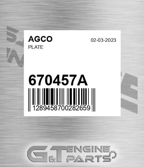 670457A AGCO Plate
