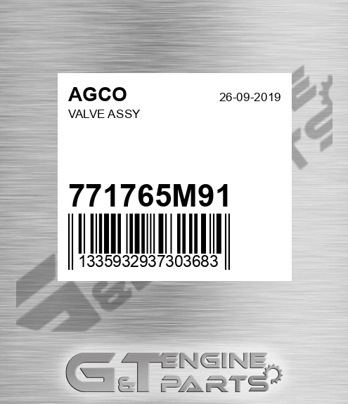771765M91 Valve Assy for AGCO