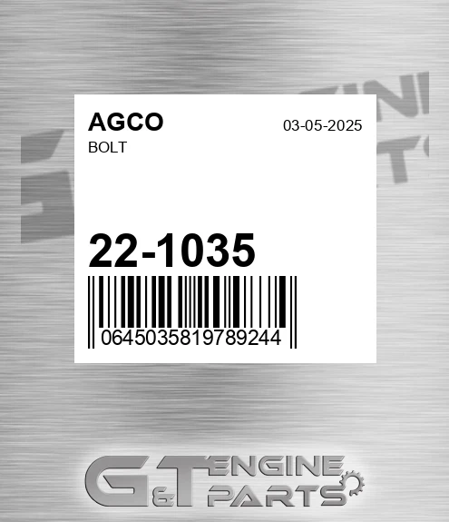 22-1035 Bolt for AGCO