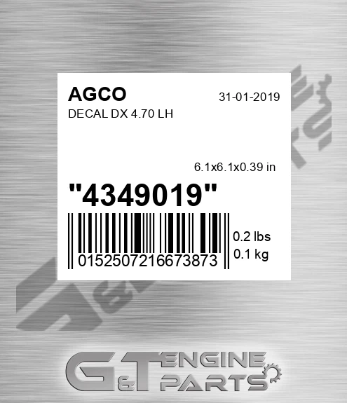 4349019 Decal Dx 4.70 Lh for AGCO