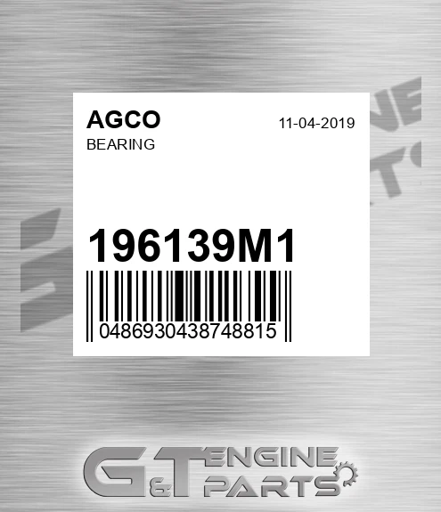 196139M1 Bearing for AGCO