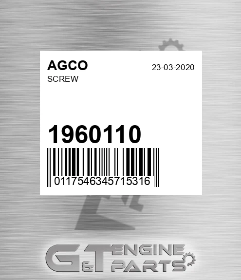 1960110 Screw for AGCO