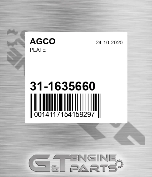 31-1635660 Plate for AGCO
