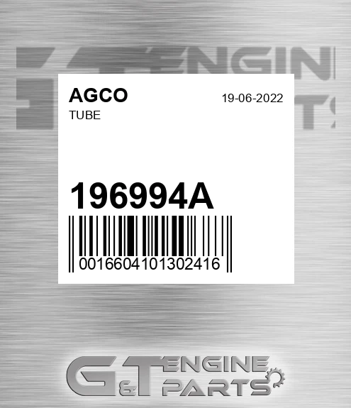 196994A Tube for AGCO