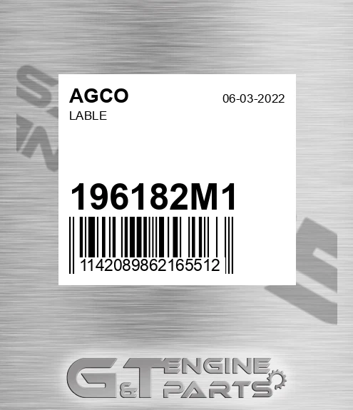 196182M1 Lable for AGCO
