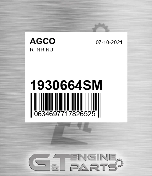 1930664SM Rtnr Nut for AGCO