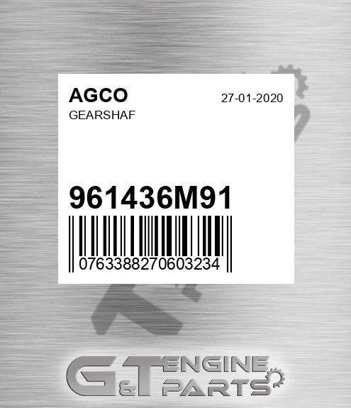 961436M91 Gearshaf for AGCO