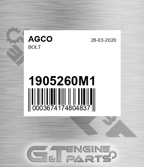 1905260M1 Bolt for AGCO