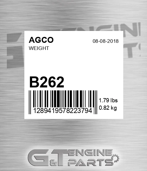 B262 AGCO Weight