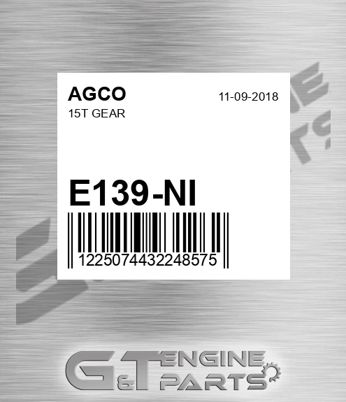 E139-NI 15t Gear