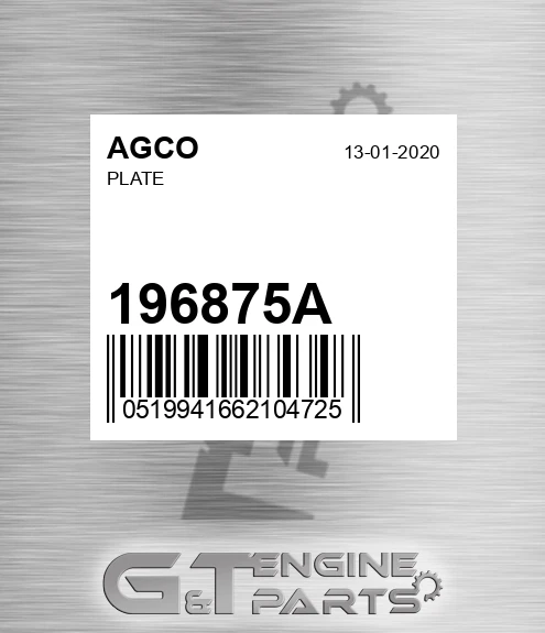 196875A Plate for AGCO