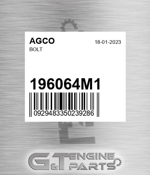 196064M1 Bolt for AGCO