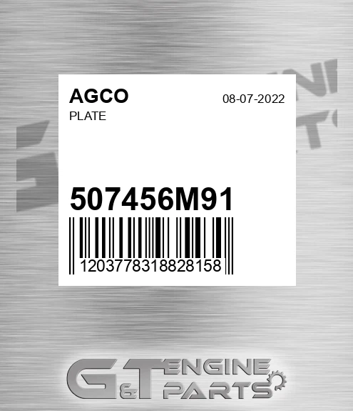 507456M91 AGCO Plate