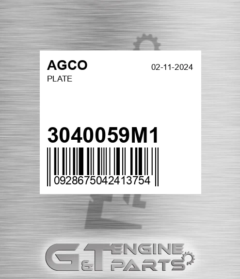 3040059M1 AGCO Plate