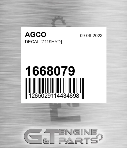 1668079 Decal [7119hyd] for AGCO