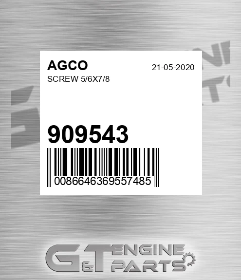 909543 Screw 5/6x7/8 for AGCO