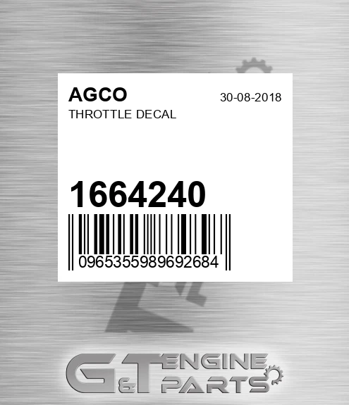 1664240 Throttle Decal for AGCO