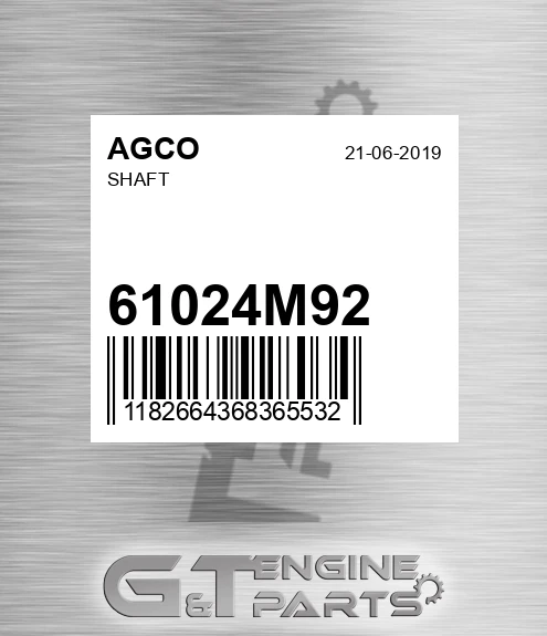 61024M92 Shaft for AGCO