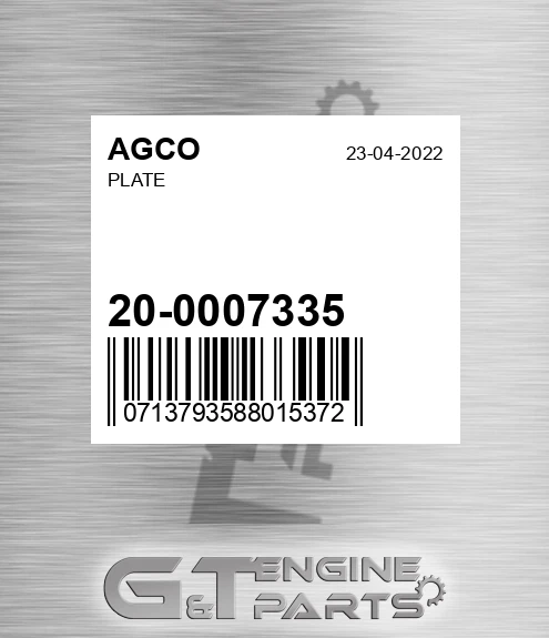 20-0007335 Plate for AGCO