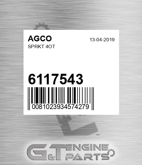 6117543 Sprkt 4ot for AGCO