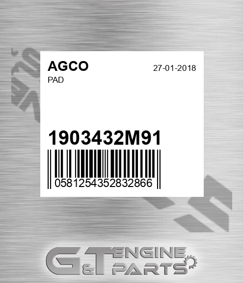 1903432M91 Pad for AGCO