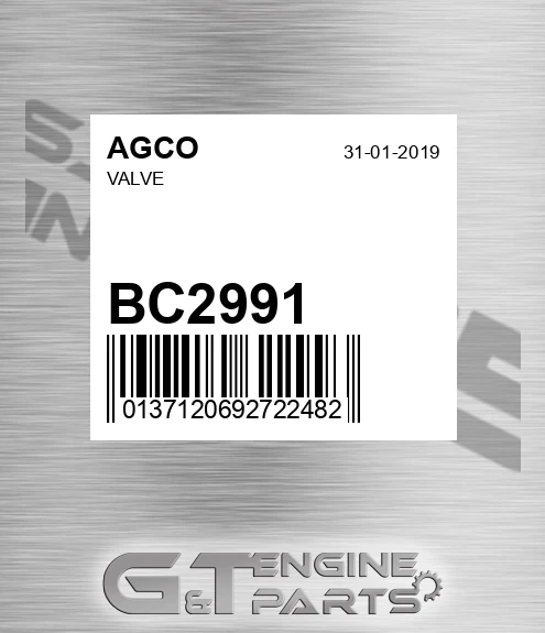 BC2991 Valve for AGCO