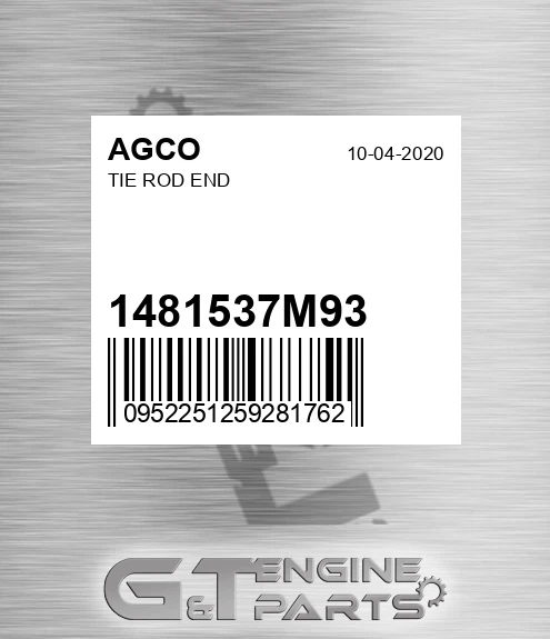 1481537M93 AGCO Tie Rod End