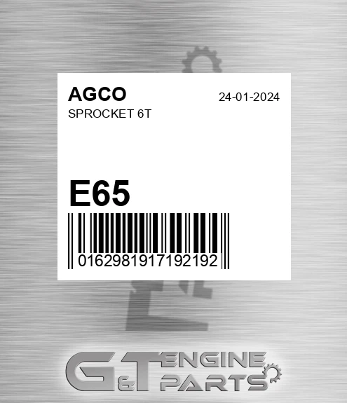 E65 Sprocket 6t