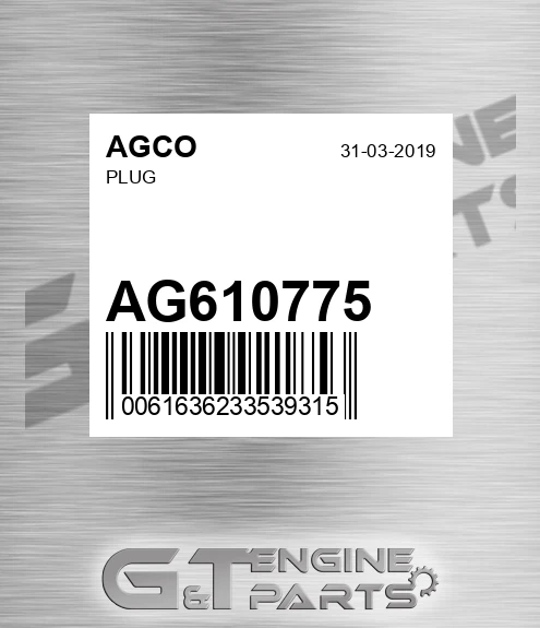 AG610775 Plug for AGCO